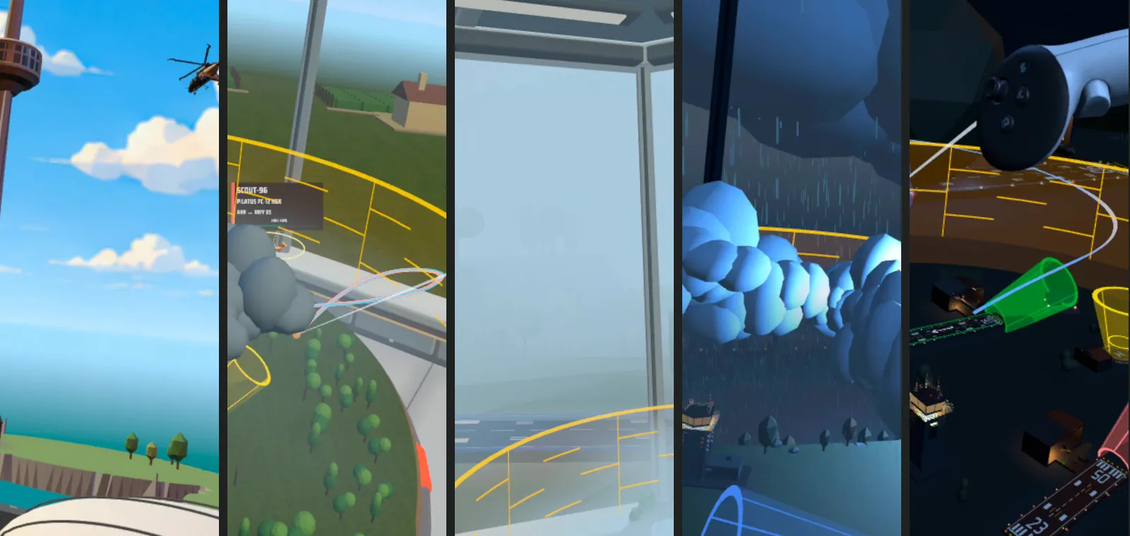 Clear, clouds, fog, storm and night in Vector Tango