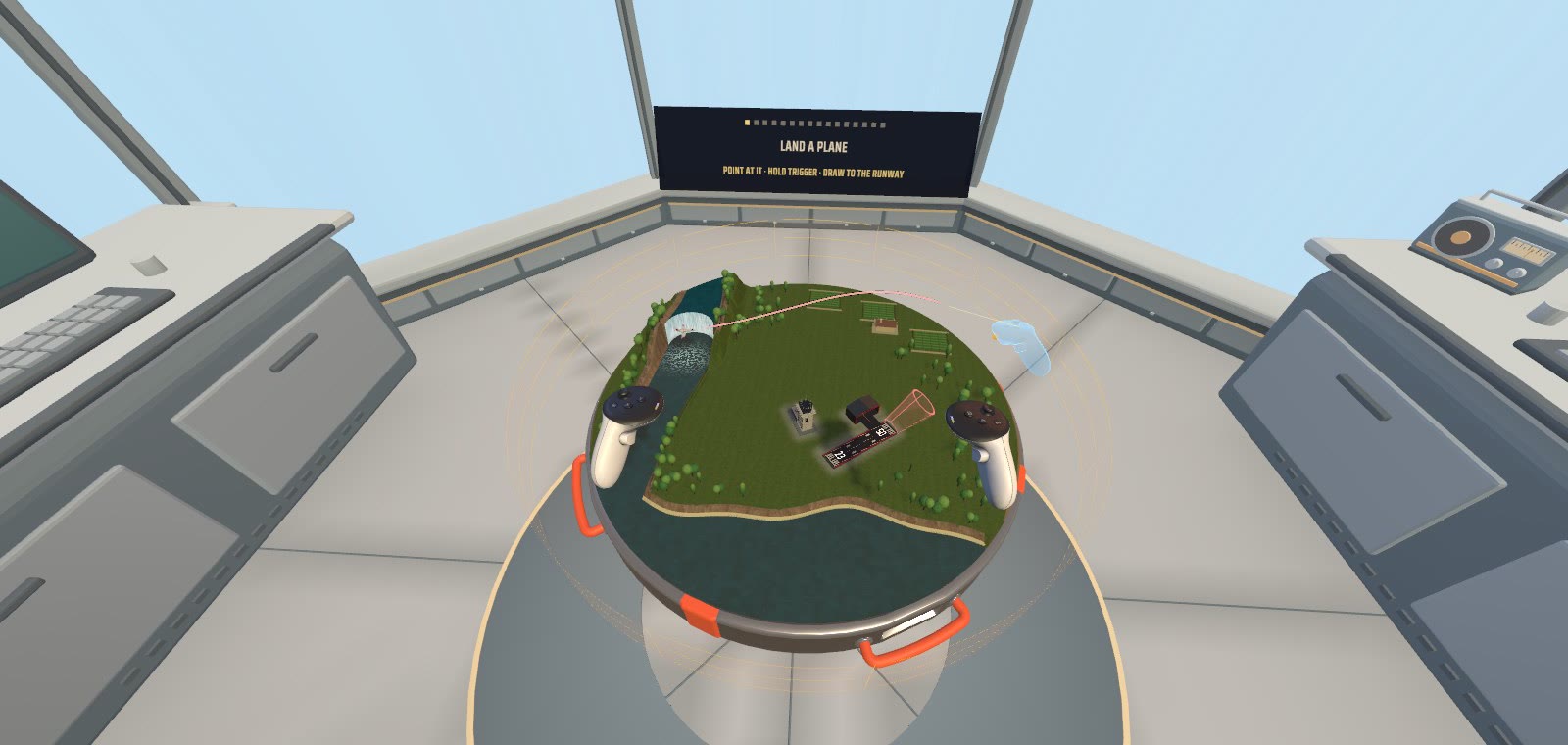 The Tutorial on the Niagara board: a ghost controller draws the first landing route
