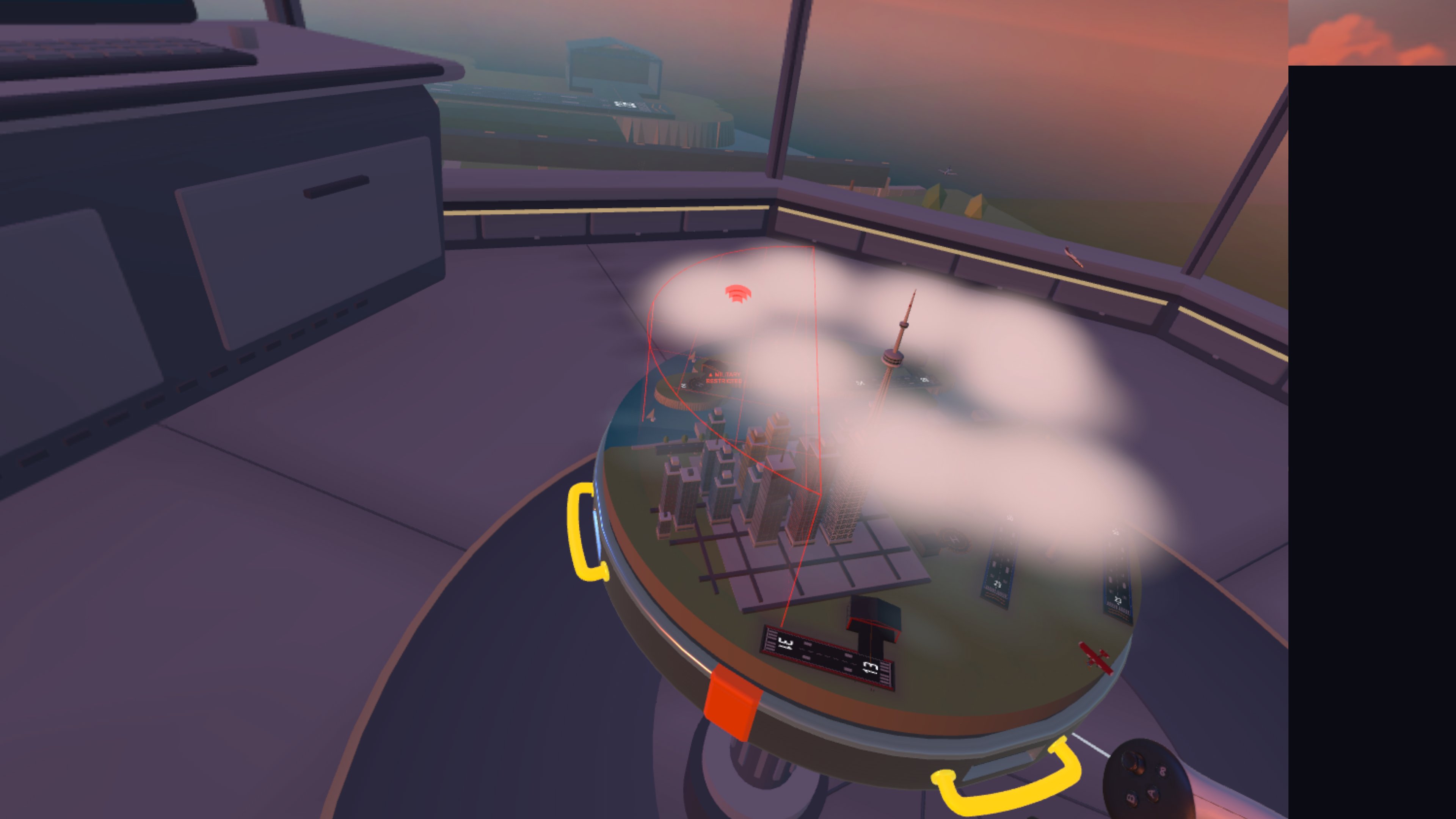 The tower and airport table in VR.